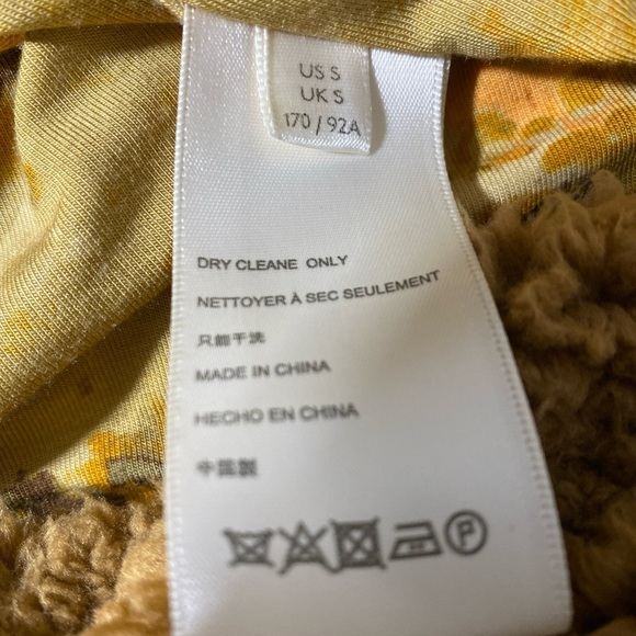 Free People Rare Mongolian Brown Faux Fur Shag Long Coat Floral Jacket Sz Small - Picture 9 of 9